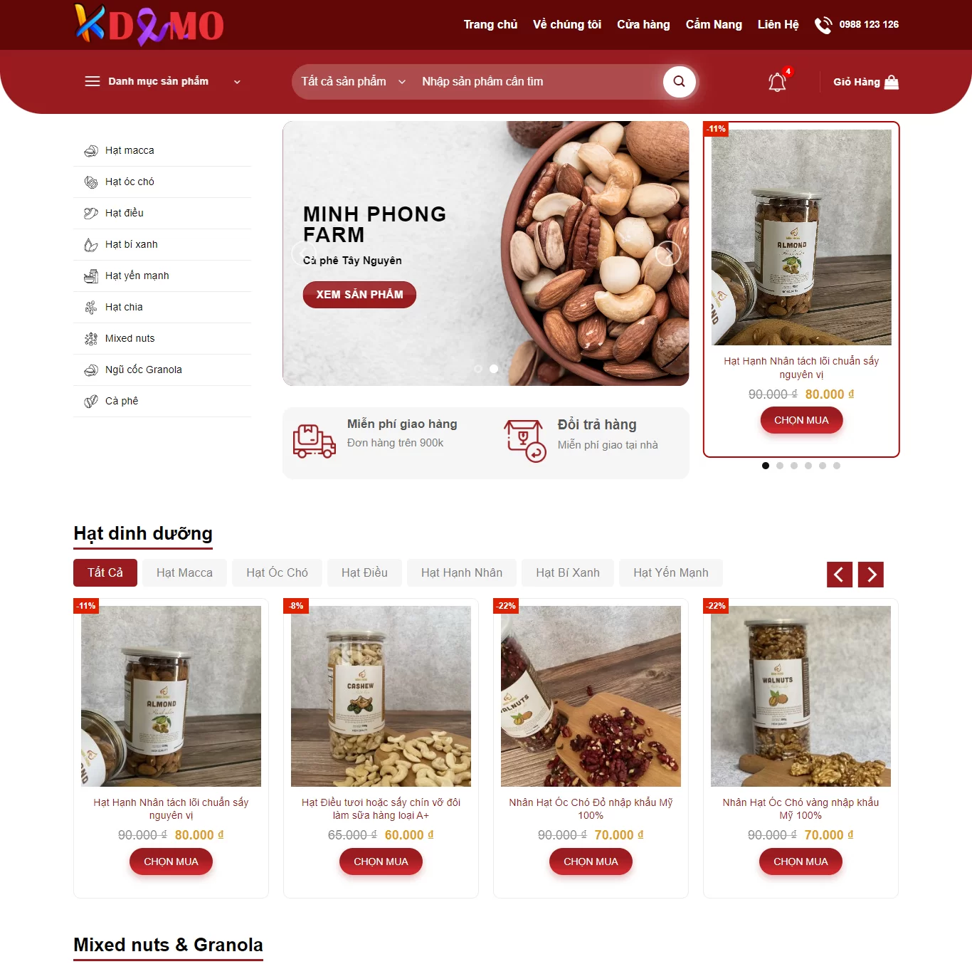 Mẫu Website Thực Phẩm Xanh - Organic - Shop Online - Cài Đặt Sẵn