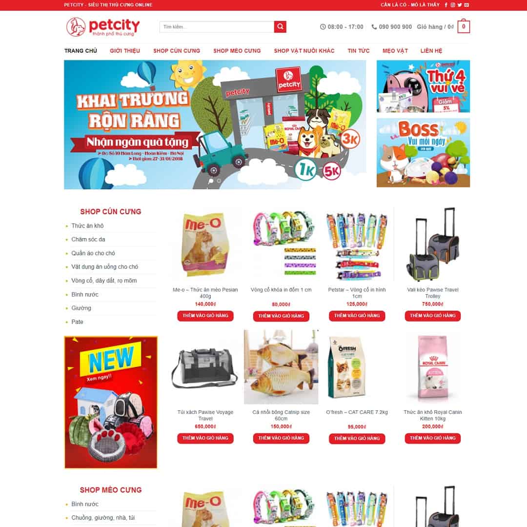 Mẫu Website Bán Đồ Chơi Thực Phẩm Thú Cưng - Shop Online - Cài Đặt Sẵn