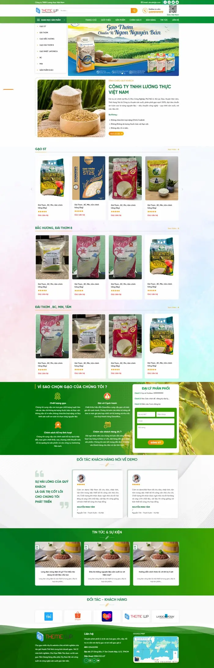 Mẫu Website Công Ty Bán Gạo - Lương Thực - Cài Đặt Sẵn