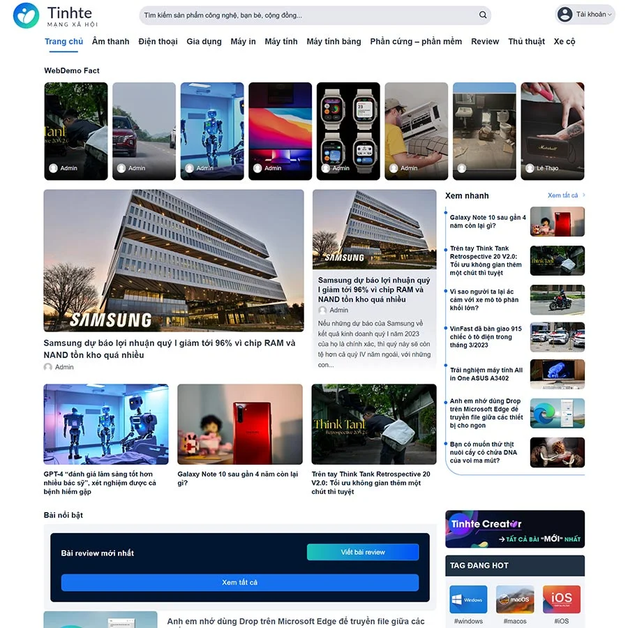 Mẫu Website Tin Tức Công Nghệ - Blog - Cài Đặt Sẵn