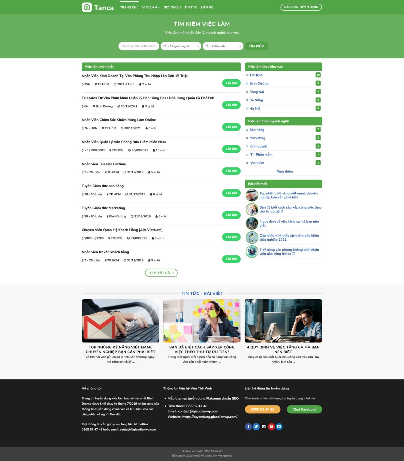 Mẫu Website Tìm Kiếm Việc Làm - Tuyển Dụng - Cài Đặt Sẵn