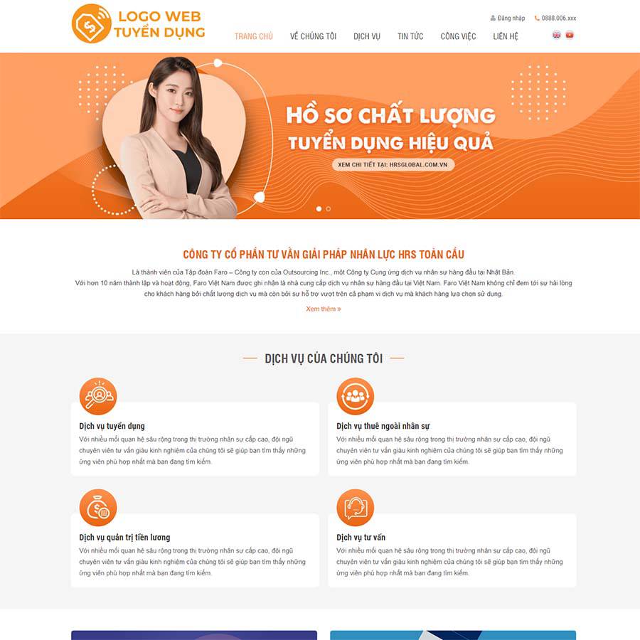 Mẫu Website Tuyển Dụng Việc Làm 03 - Cài Đặt Sẵn