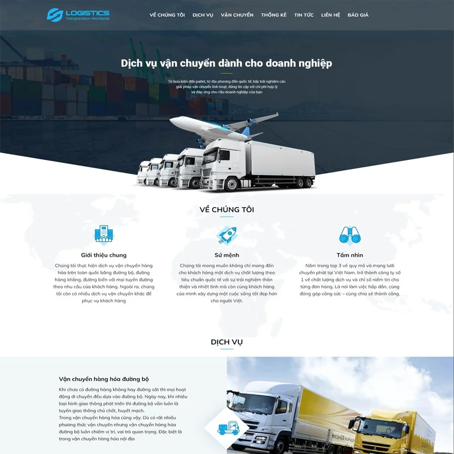 Mẫu Website Công Ty Vận Chuyển 02 - Cài Đặt Sẵn