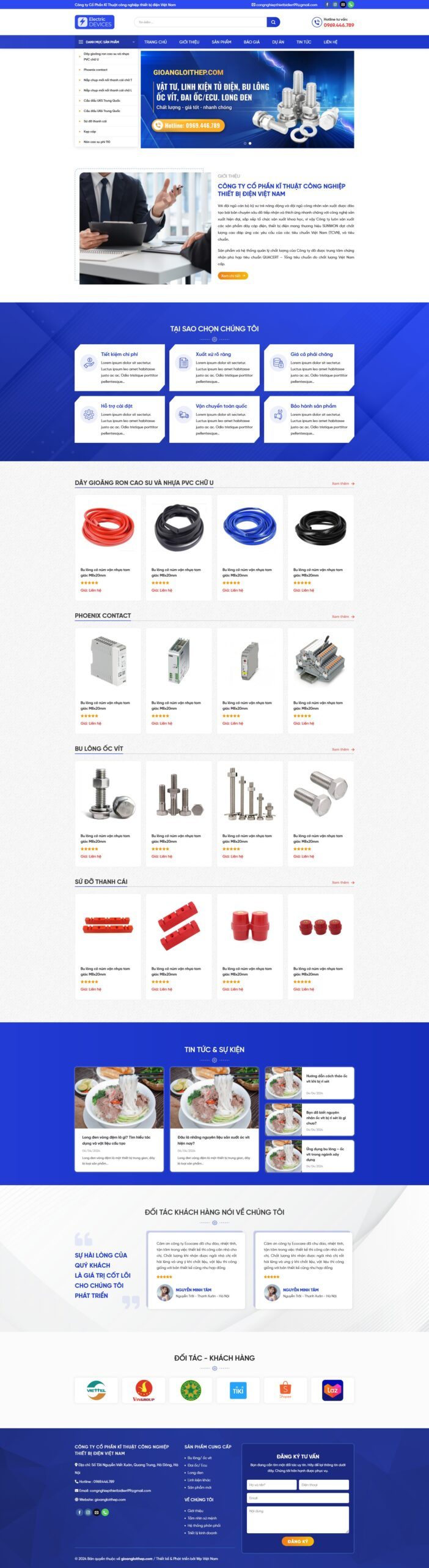 Mẫu Website Vật Tư Linh Kiện - Shop Online - Cài Đặt Sẵn