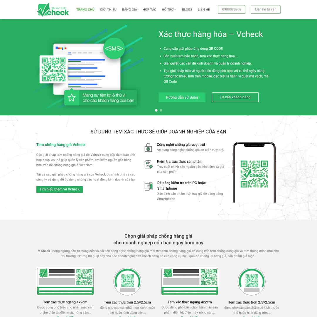 Mẫu Website Giới Thiệu Tem Chống Hàng Giả - Cài Đặt Sẵn