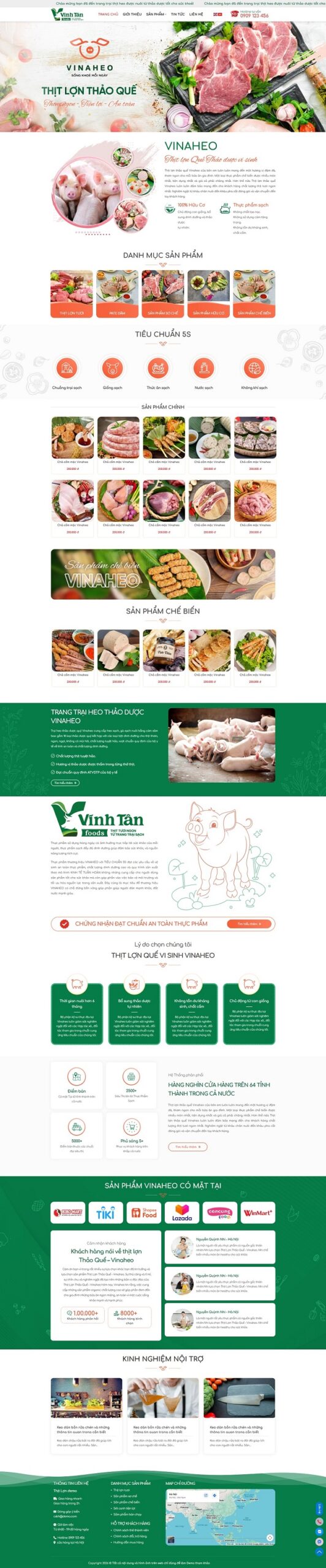 Mẫu Website Thực Phẩm Thịt Heo - Shop Online - Cài Đặt Sẵn