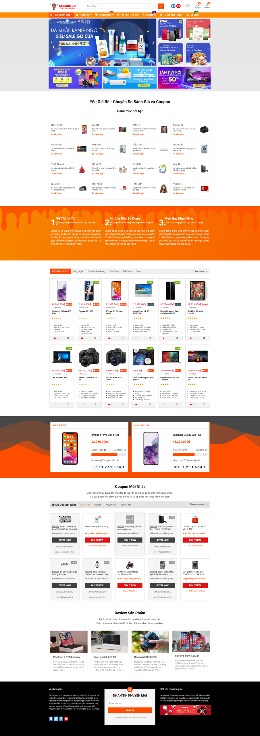 Mẫu Website Tiếp Thị Liên Kết - So Sánh Giá - Mã Giảm Giá - Cài Đặt Sẵn