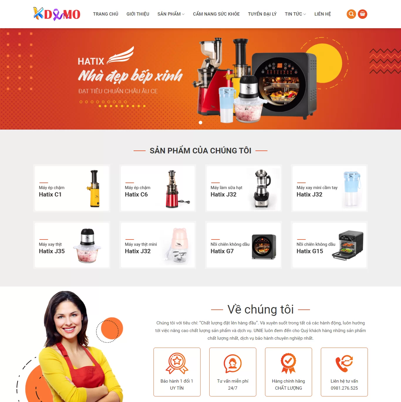 Mẫu Website Thiết Bị Gia Dụng 01 - Shop Online - Cài Đặt Sẵn