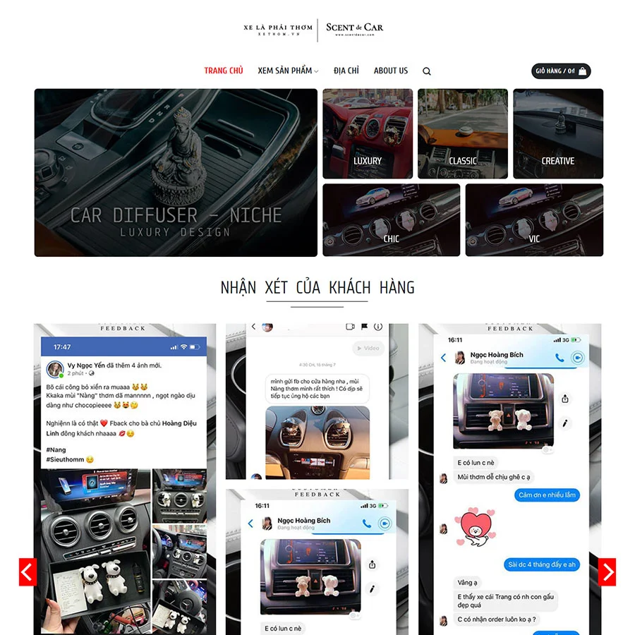 Mẫu Website Nước Hoa Xe Hơi - Shop Online - Cài Đặt Sẵn