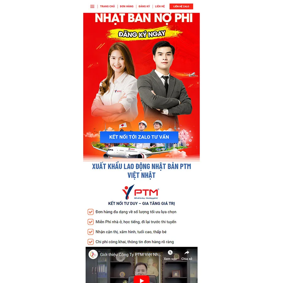 Mẫu Website Xuất Khẩu Lao Động 09 - Cài Đặt Sẵn