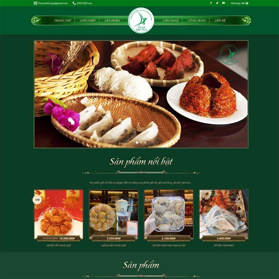 Mẫu Website Yến Sào 02 - Shop Online - Cài Đặt Sẵn