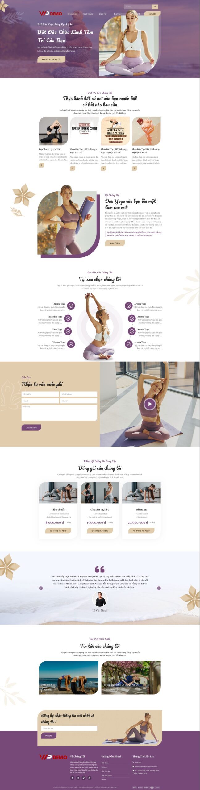 Mẫu Website Trung Tâm Đào Tạo Yoga - Tập luyện thể thao - Cài Đặt Sẵn