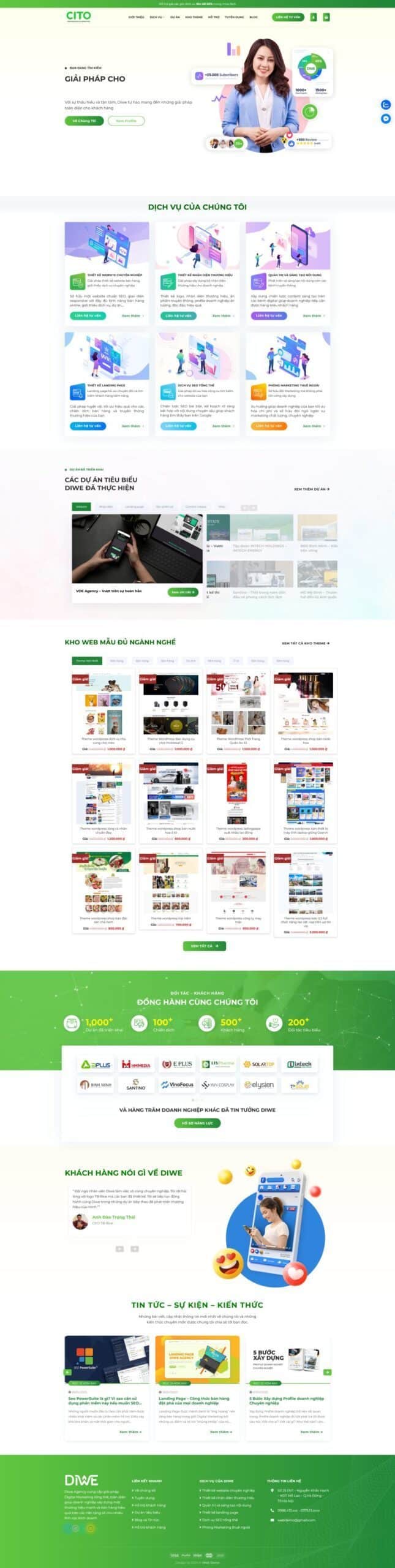 Mẫu Website agency 4 có chức năng bán theme plugin - Cài Đặt Sẵn