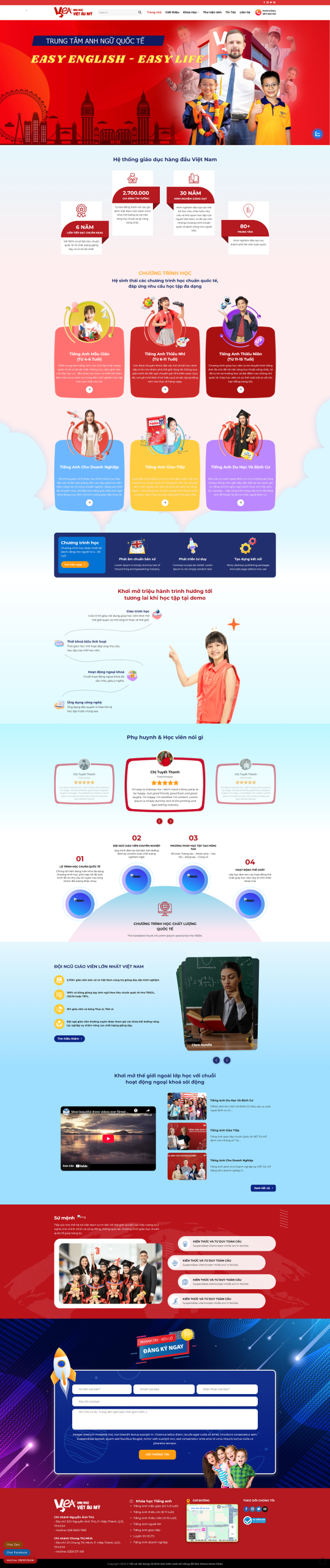 Mẫu Website Trung Tâm Anh Ngữ - Giáo Dục Đào Tạo - Cài Đặt Sẵn