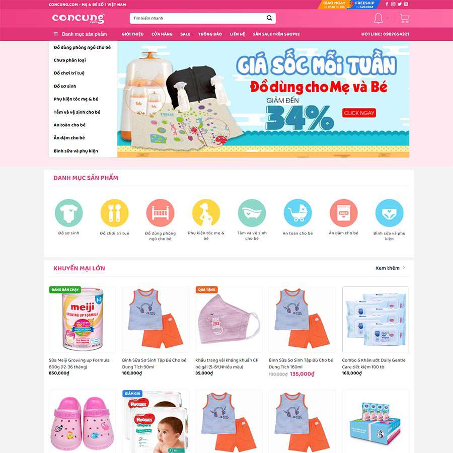 Mẫu Website Bách Hóa Shop 04 - Siêu Thị Mini - Shop Online - Cài Đặt Sẵn