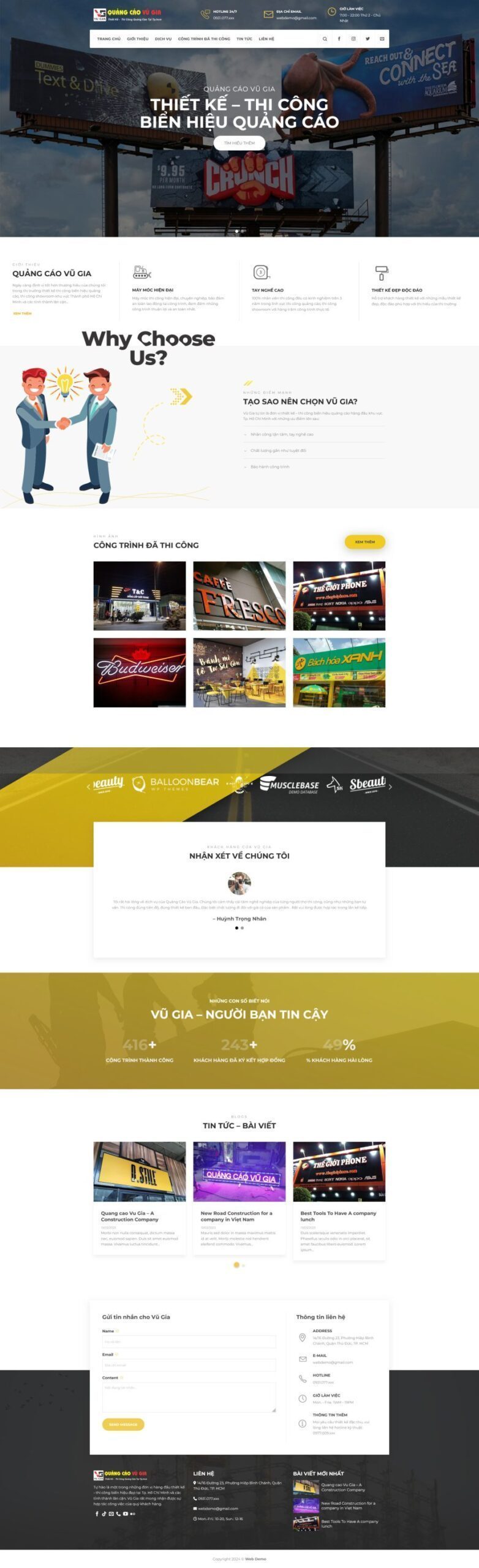 Mẫu Website Thi Công Biển Hiệu 2 - Quảng Cáo - Cài Đặt Sẵn