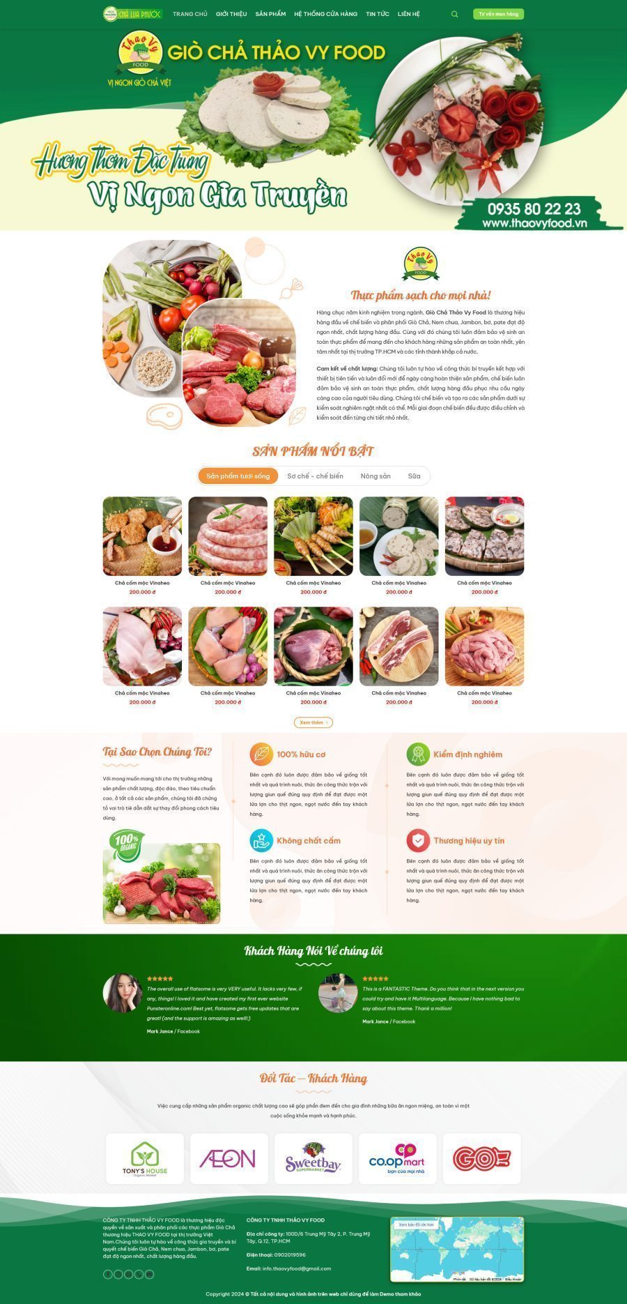 Mẫu Website Đặc Sản Chả Nem - Thực Phẩm - Cài Đặt Sẵn