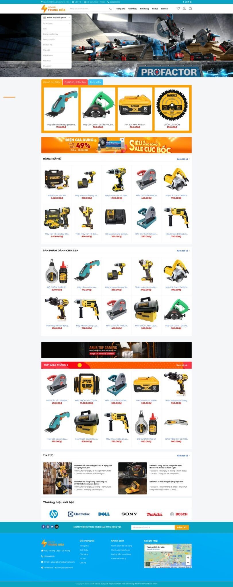 Mẫu Website Bán Đồ Điện Cơ - Thiết Bị Điện - Cài Đặt Sẵn