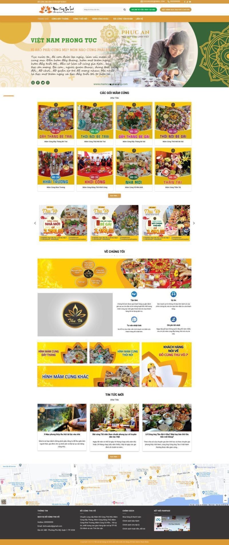 Mẫu Website Đồ Cúng Mâm Cúng - Tâm Linh - Cài Đặt Sẵn