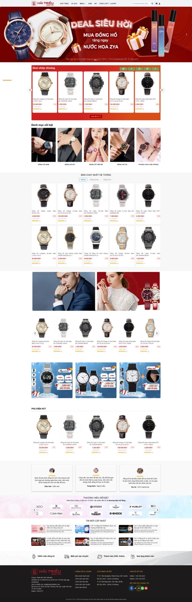 Mẫu Website Đồng Hồ Cao Cấp - Shop Online - Cài Đặt Sẵn