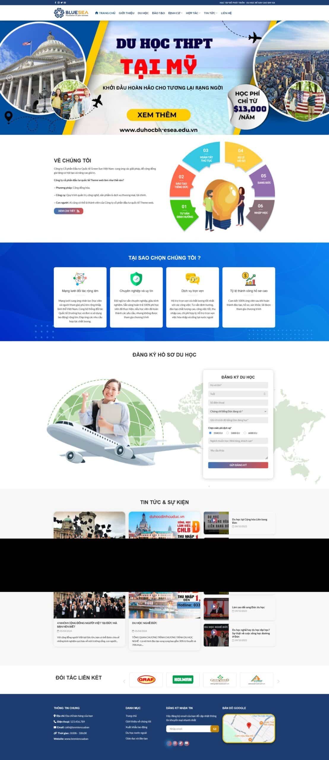 Mẫu Website Công Ty Du Học 11 - Tư Vấn Du Học - Cài Đặt Sẵn