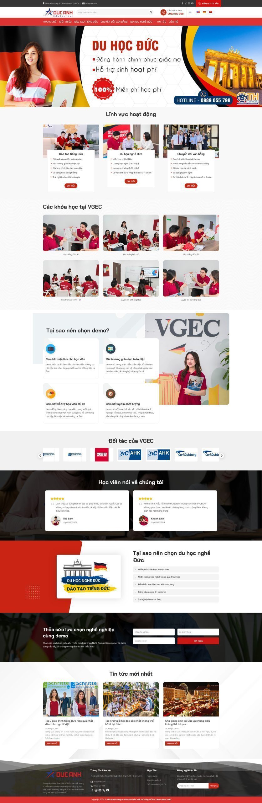 Mẫu Website Du Học Đức - Tư Vấn Du Học - Cài Đặt Sẵn