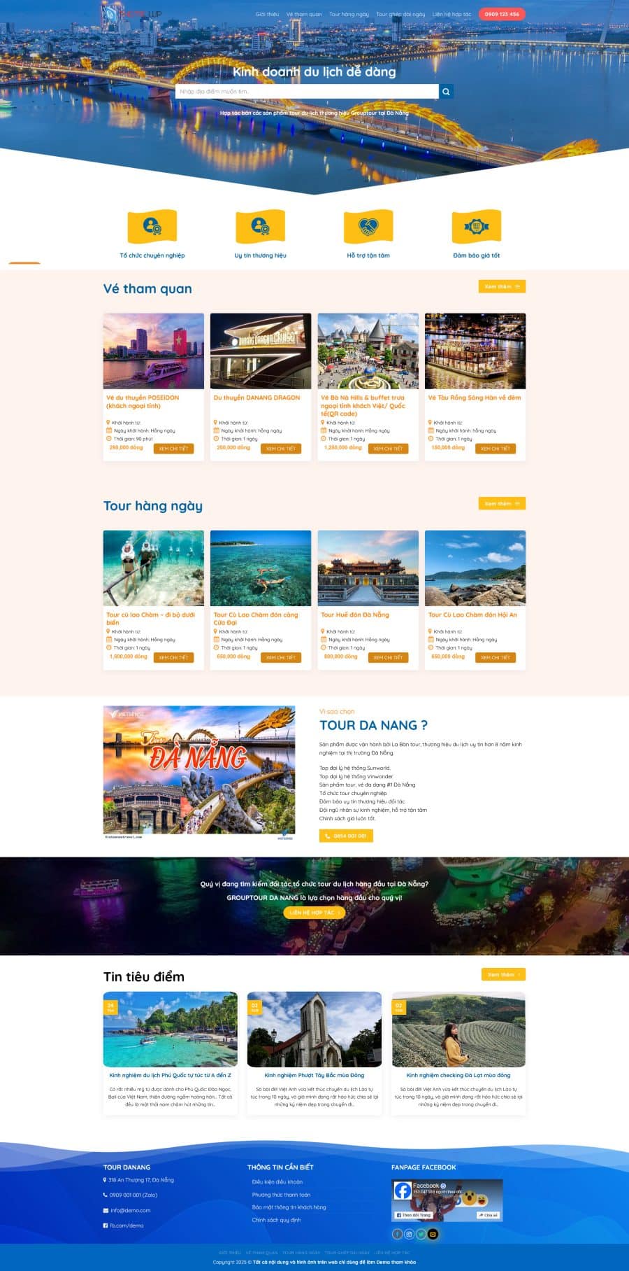 Mẫu Website Tour Du Lịch 25 - Travel - Cài Đặt Sẵn