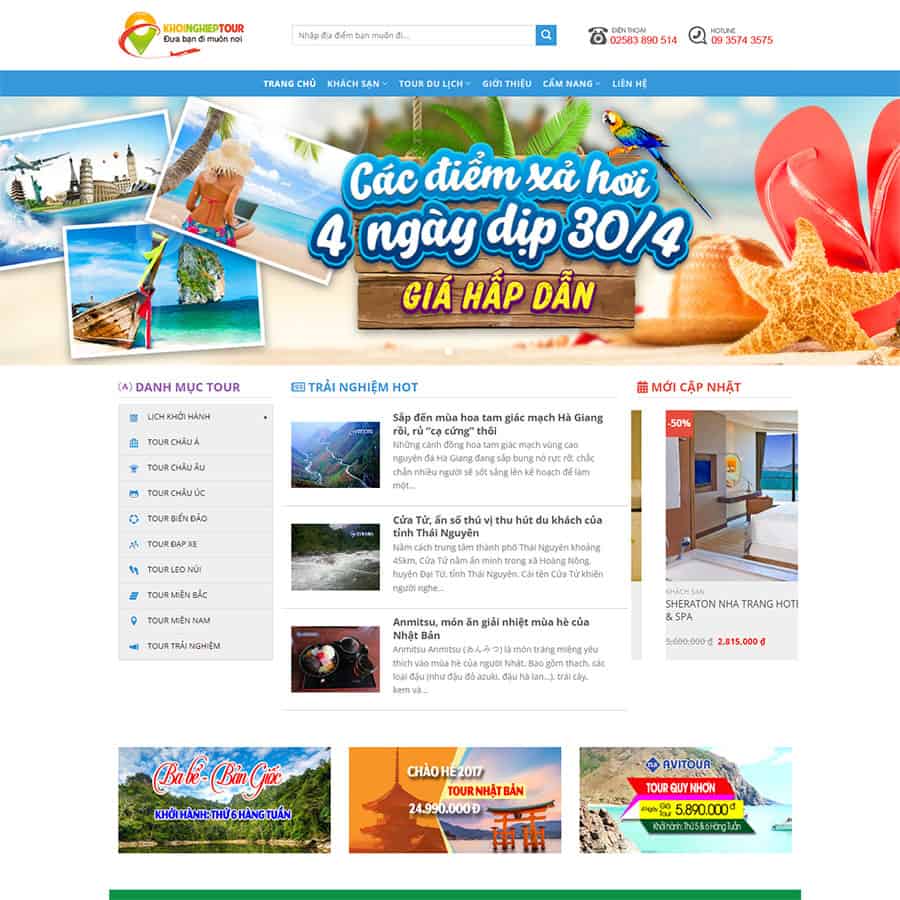 Mẫu Website Du Lịch 06 - Tour Du Lịch - Dịch Vụ Lữ Hành - Cài Đặt Sẵn