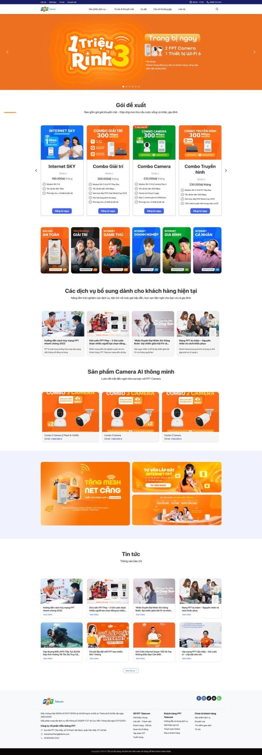 Mẫu Website Lắp Mạng Internet Camera 2 - Viễn Thông An Ninh - Cài Đặt Sẵn