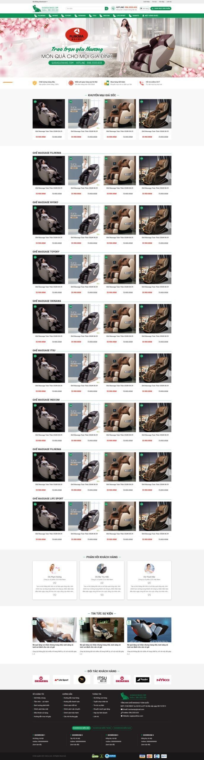 Mẫu Website Bán Ghế Massage 3 - Nội Thất Chăm Sóc Sức Khỏe - Cài Đặt Sẵn