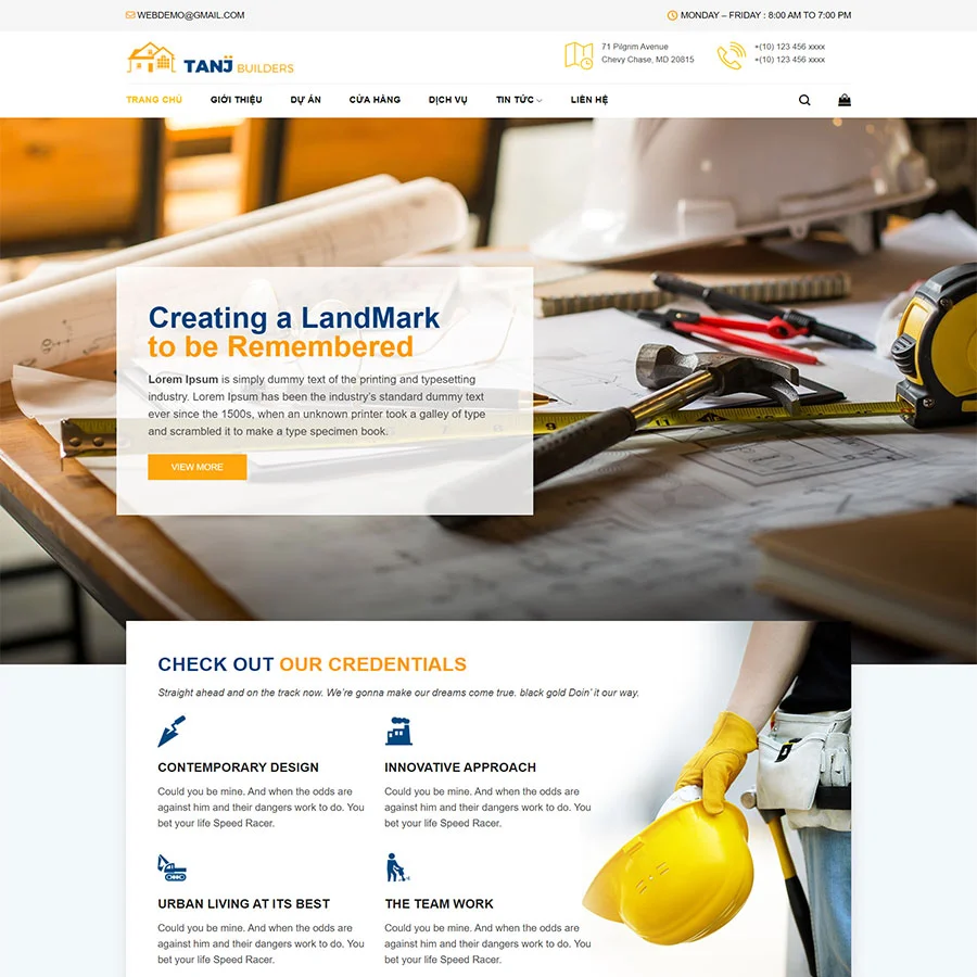 Mẫu Website Giới Thiệu Công Ty Xây Dựng 02 - Thi Công Công Trình - Cài Đặt Sẵn