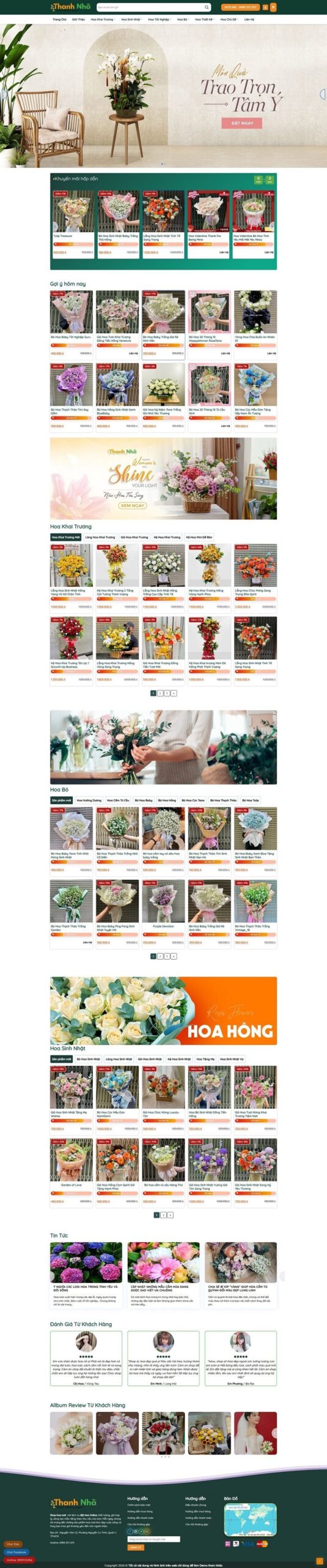 Mẫu Website Bán Hoa Tươi 2 - Shop Online - Cài Đặt Sẵn