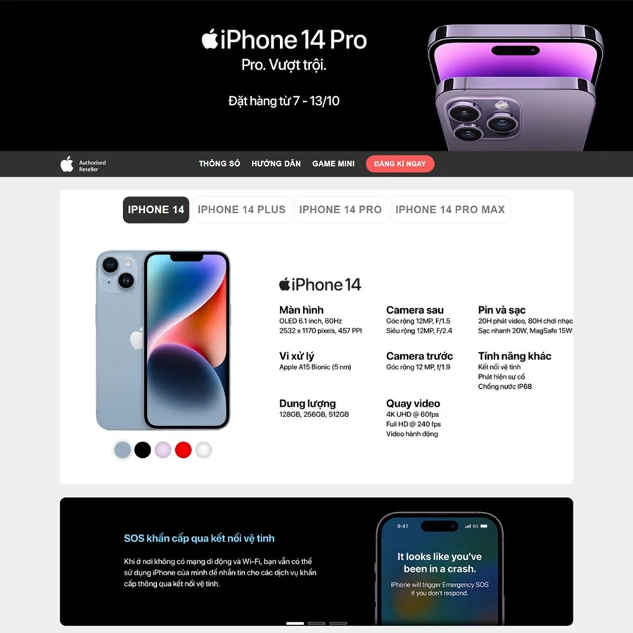 Mẫu Website Landing Page Bán Điện Thoại 02 - Thiết Bị Di Động - Cài Đặt Sẵn