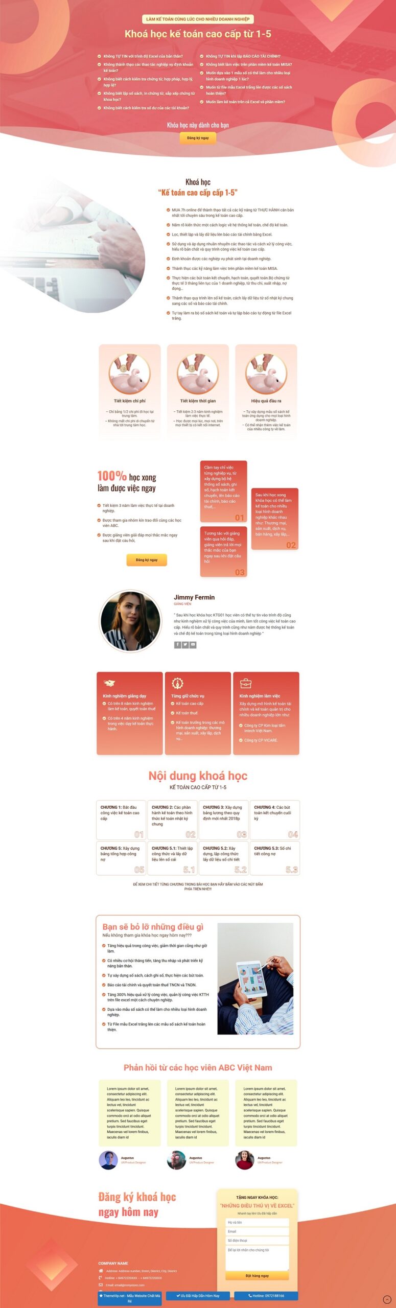 Mẫu Website landing page khóa học kế toán - Cài Đặt Sẵn