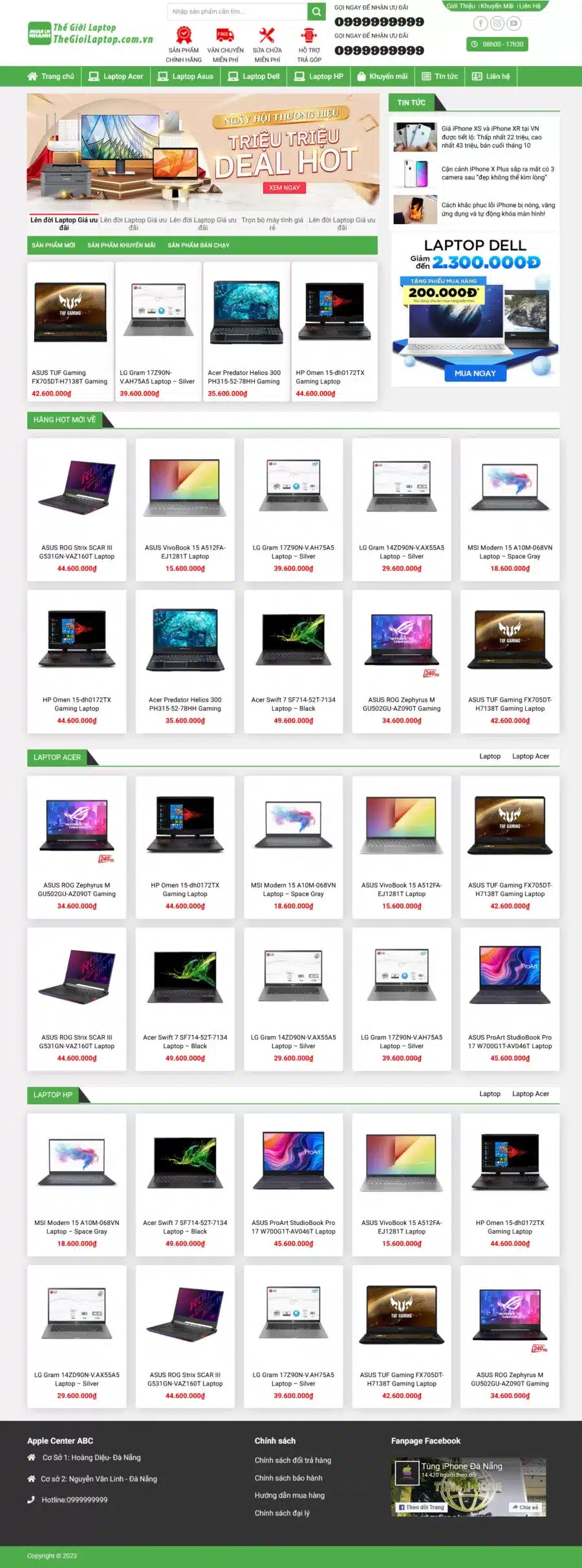 Mẫu Website Bán Máy Tính Laptop 02 - Shop Online - Cài Đặt Sẵn