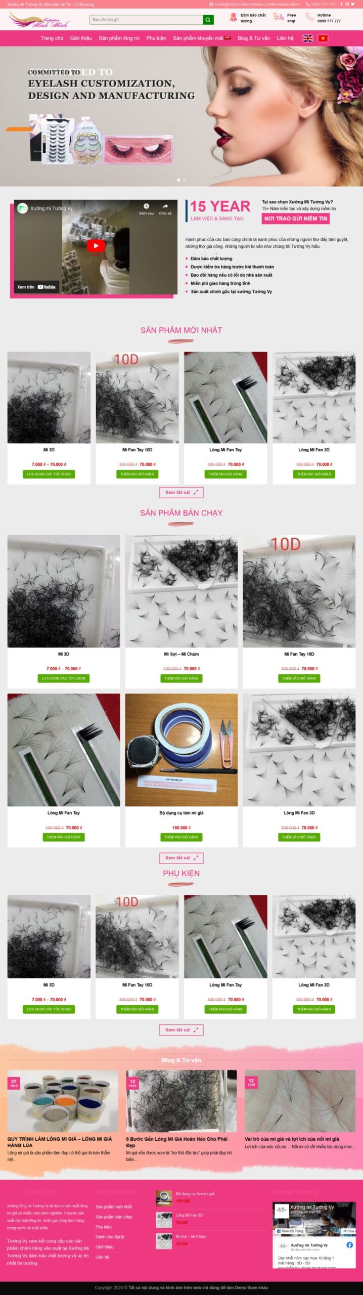 Mẫu Website Bán Phụ Kiện Lông Mi Giả - Shop Online - Cài Đặt Sẵn