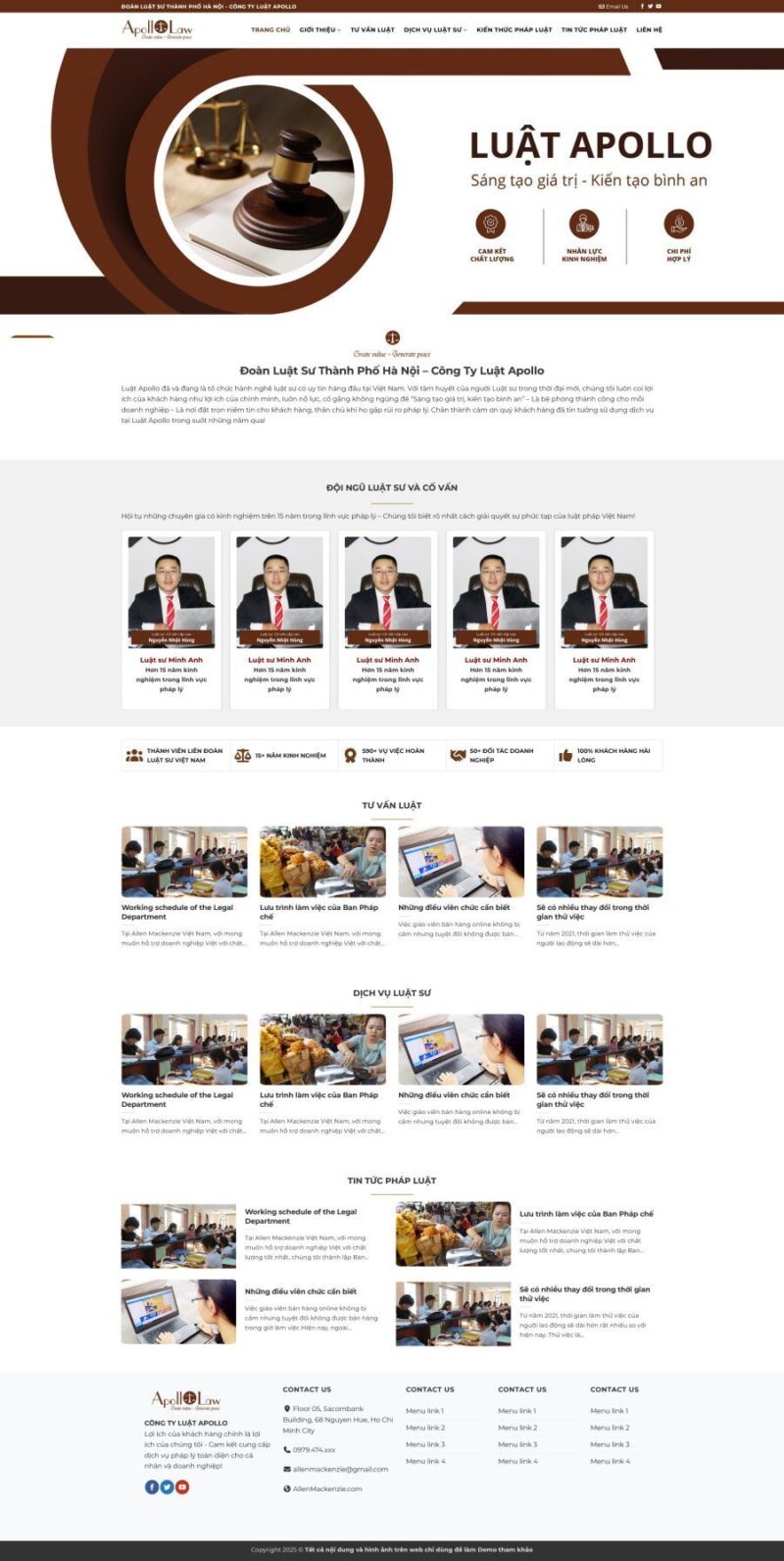 Mẫu Website Công Ty Luật Sư 7 - Dịch Vụ Pháp Lý - Cài Đặt Sẵn