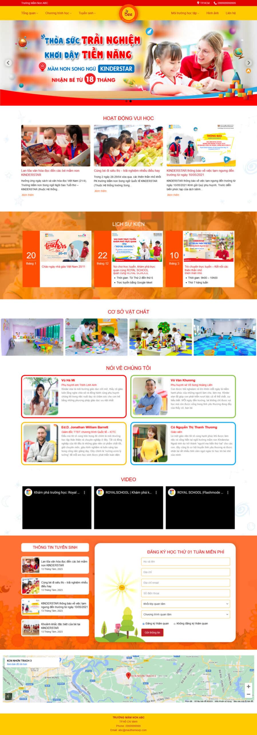 Mẫu Website Trường Mầm Non 01 - Giáo dục - Cài Đặt Sẵn