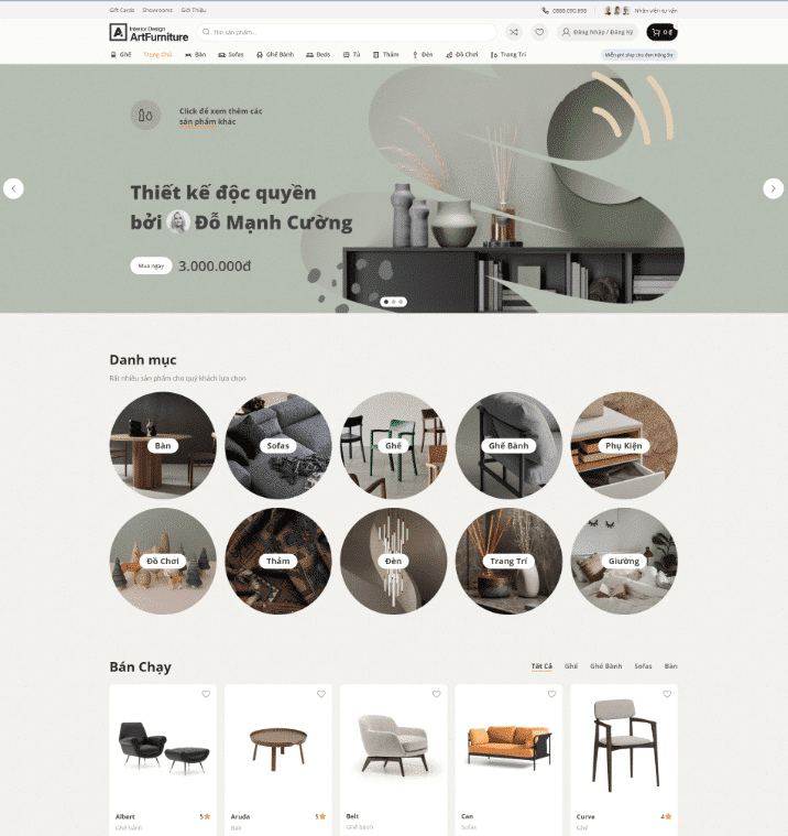 Mẫu Website Bán Nội Thất Nhà Cửa Elementor - Shop Online - Cài Đặt Sẵn