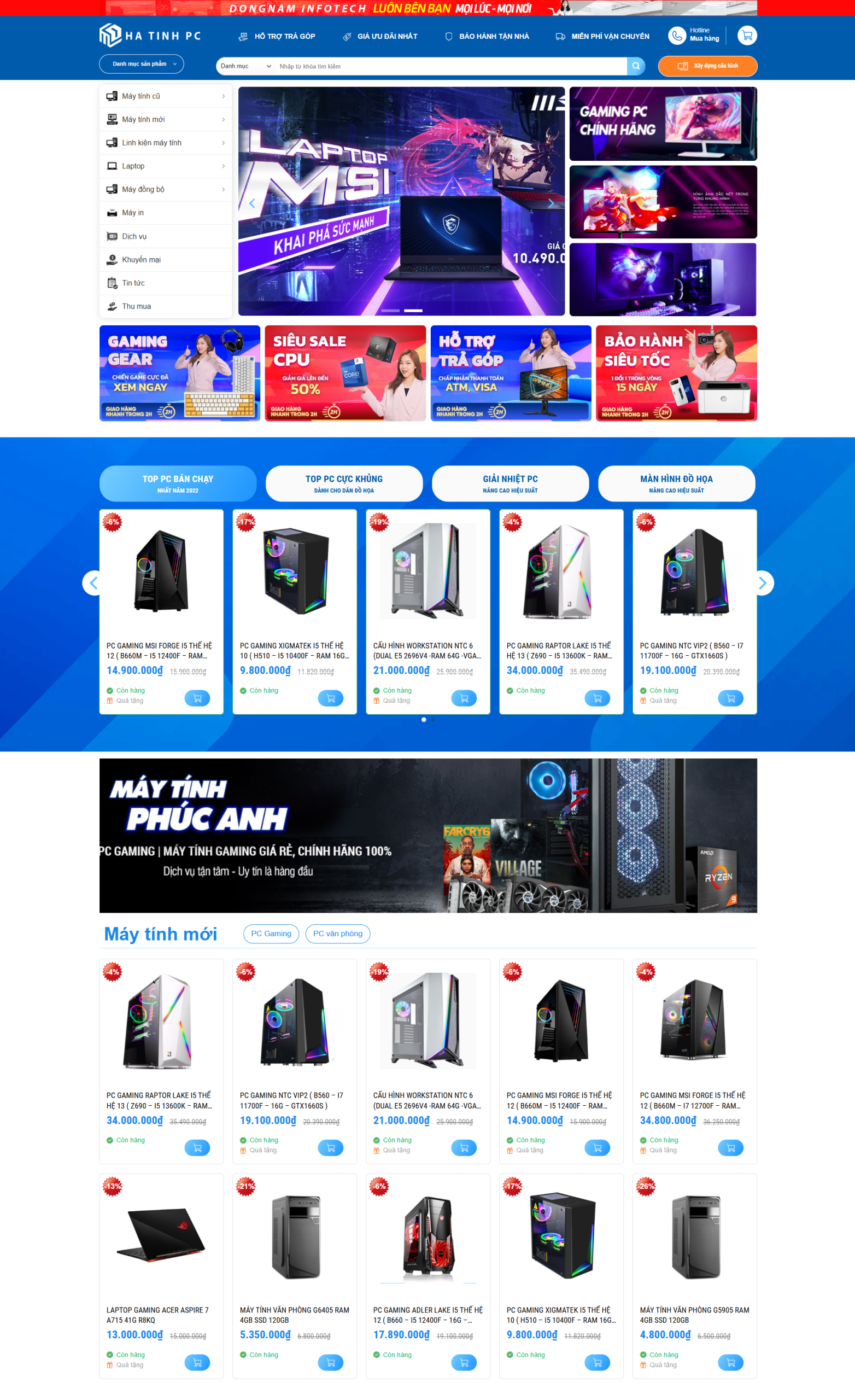 Mẫu Website Bán Máy Tính 07 - Trả Góp Build PC - Cài Đặt Sẵn