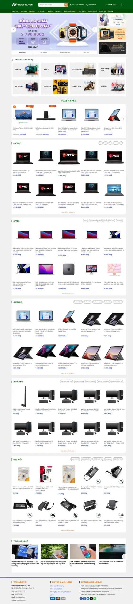 Mẫu Website Bán Máy Tính Laptop 10 - Shop Online - Cài Đặt Sẵn