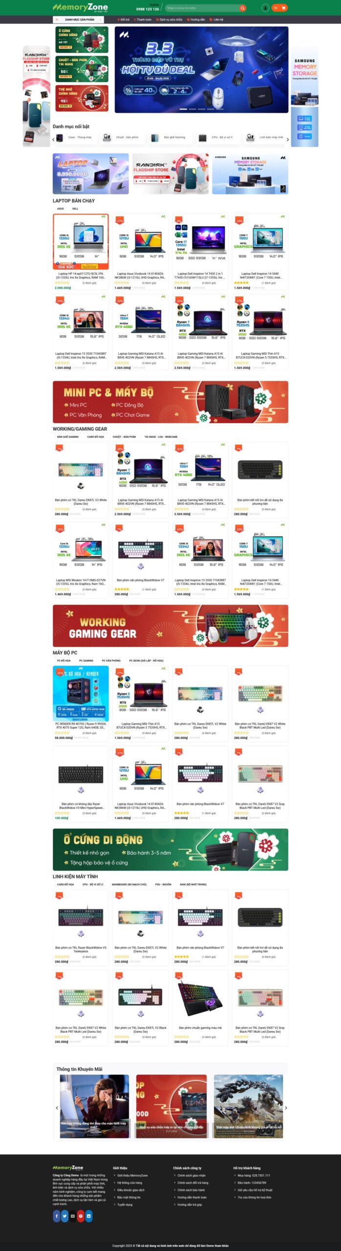 Mẫu Website Bán Máy Tính Laptop 12 - Shop Online - Cài Đặt Sẵn