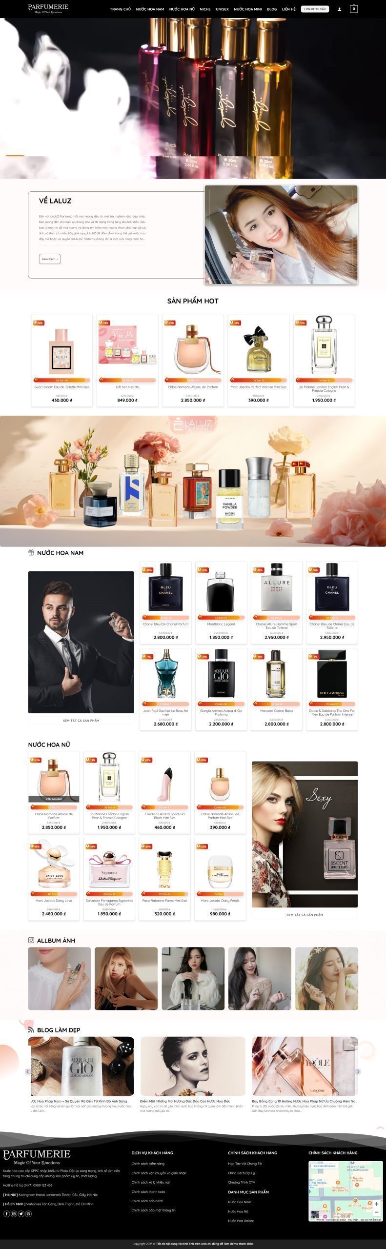 Mẫu Website Shop Nước Hoa - Mỹ Phẩm - Cài Đặt Sẵn