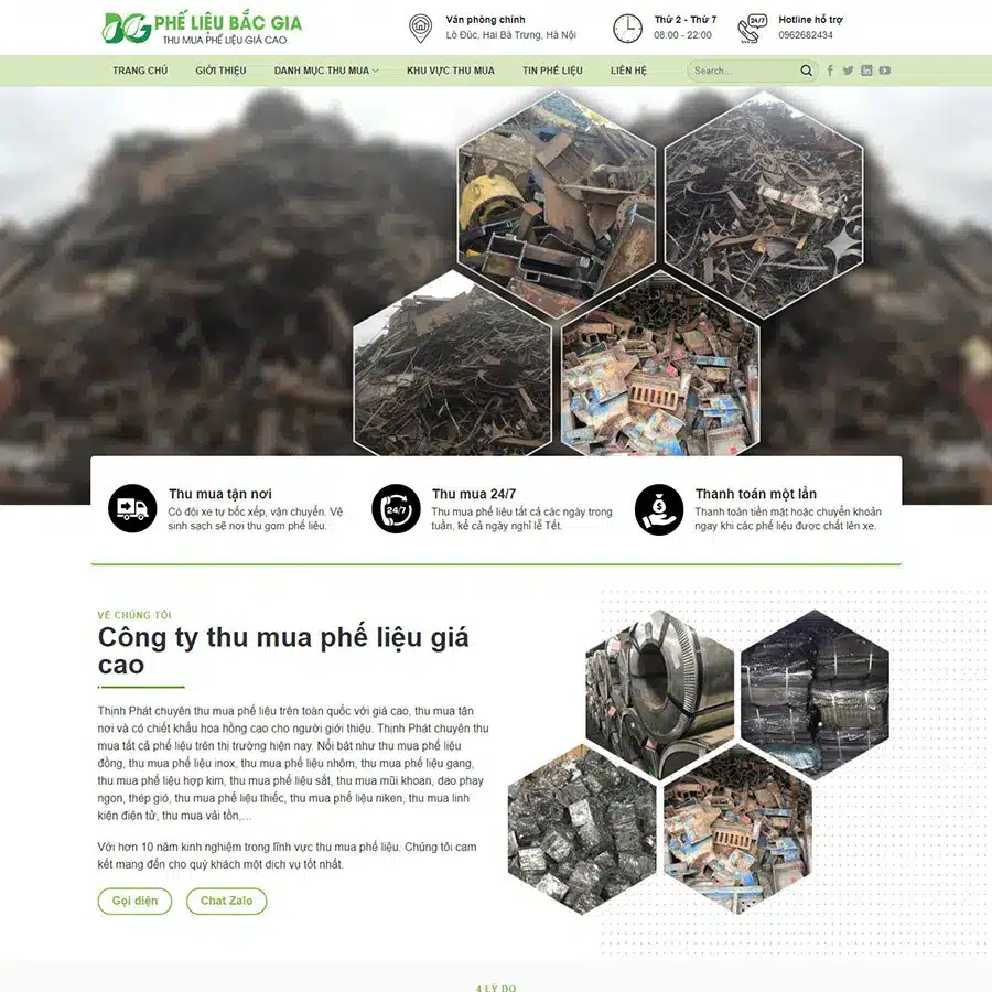 Mẫu Website Thu Mua Phế Liệu 2 - Dịch Vụ Môi Trường - Cài Đặt Sẵn