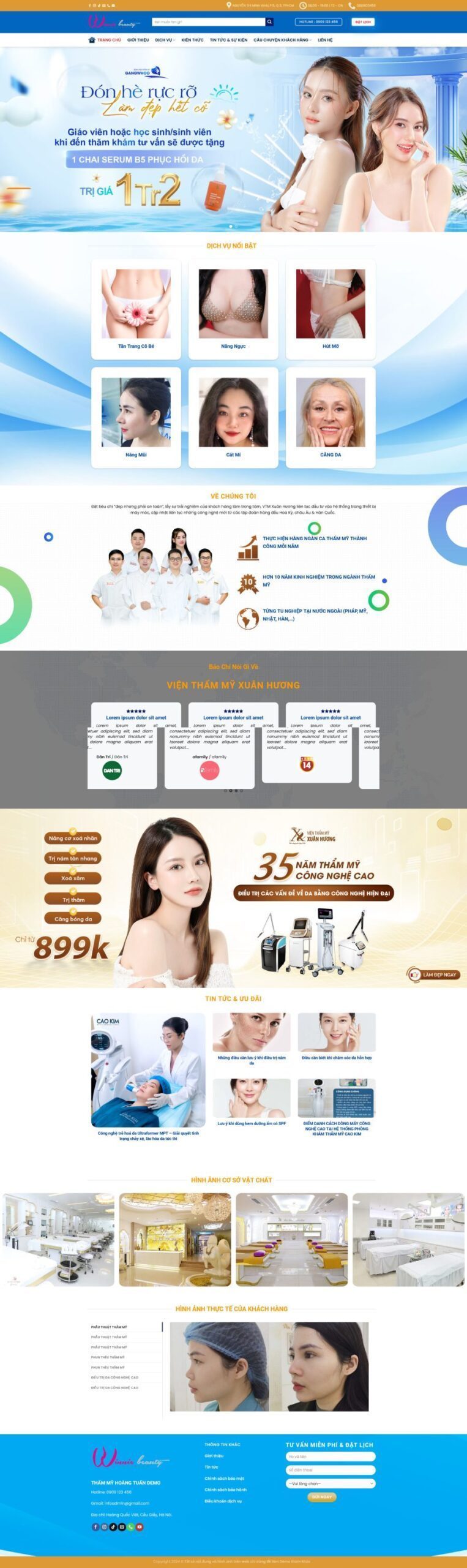 Mẫu Website Thẩm Mỹ Viện 6 - Phòng Khám Làm Đẹp - Cài Đặt Sẵn