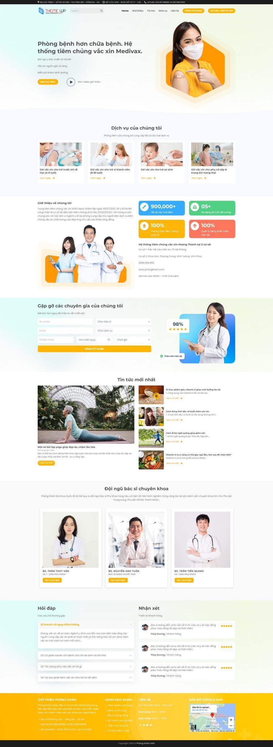 Mẫu Website Phòng Khám Tiêm Chủng 7 - Dịch Vụ Y Tế - Cài Đặt Sẵn