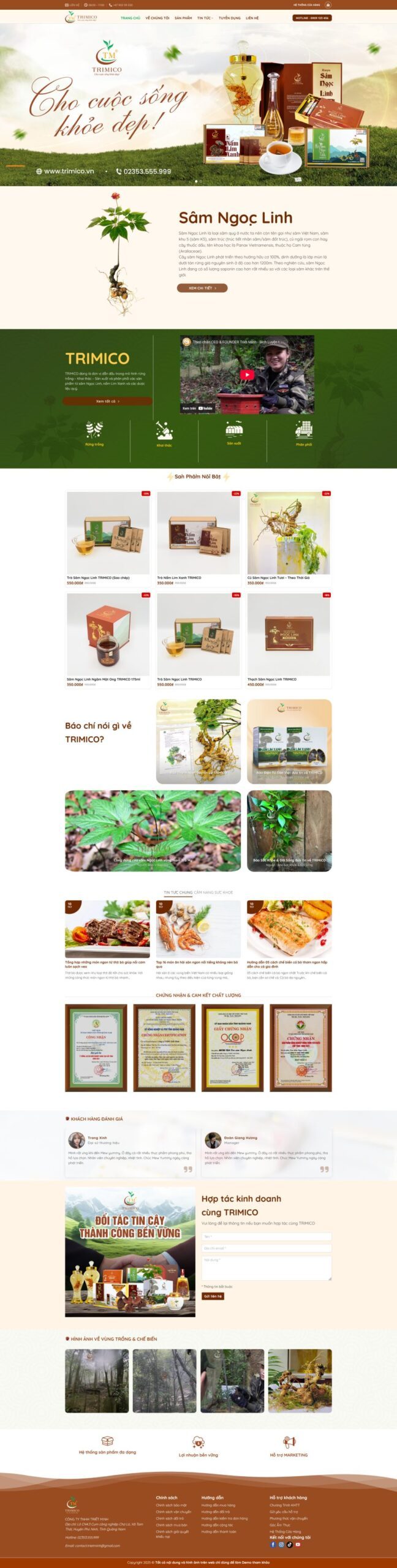 Mẫu Website Bán Sâm Ngọc Linh - Shop Online - Cài Đặt Sẵn