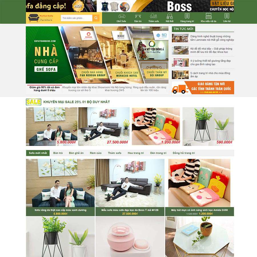 Mẫu Website Bán Nội Thất Sofa - Shop Online - Cài Đặt Sẵn