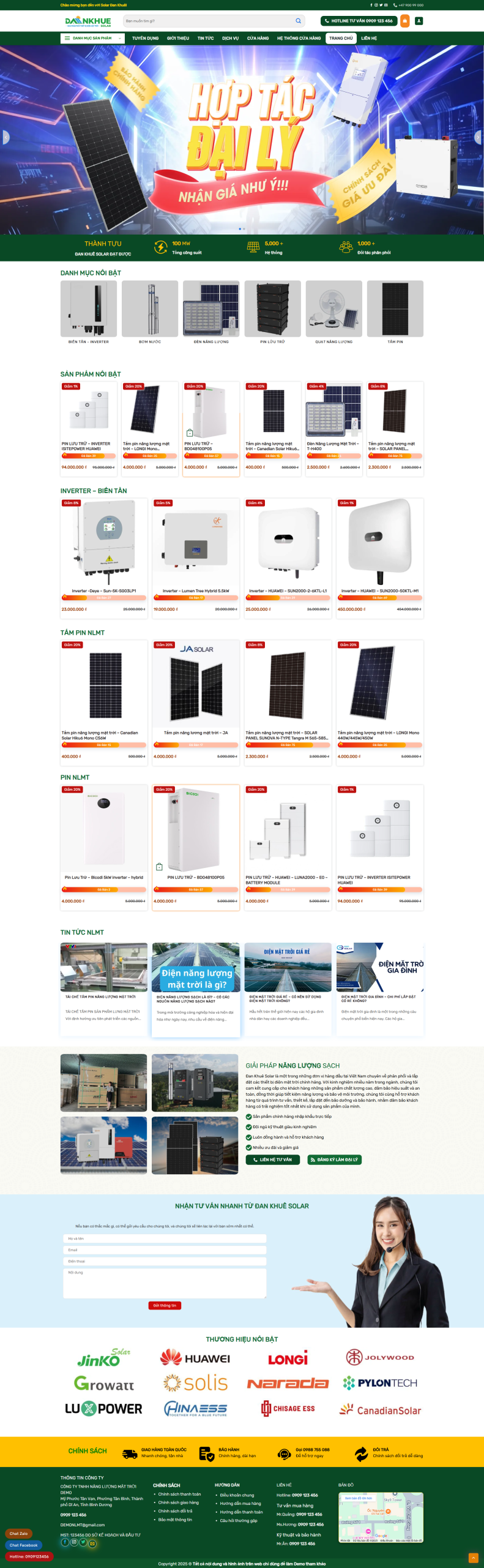 Mẫu Website Bán Thiết Bị Năng Lượng Mặt Trời 4 - Solar - Cài Đặt Sẵn