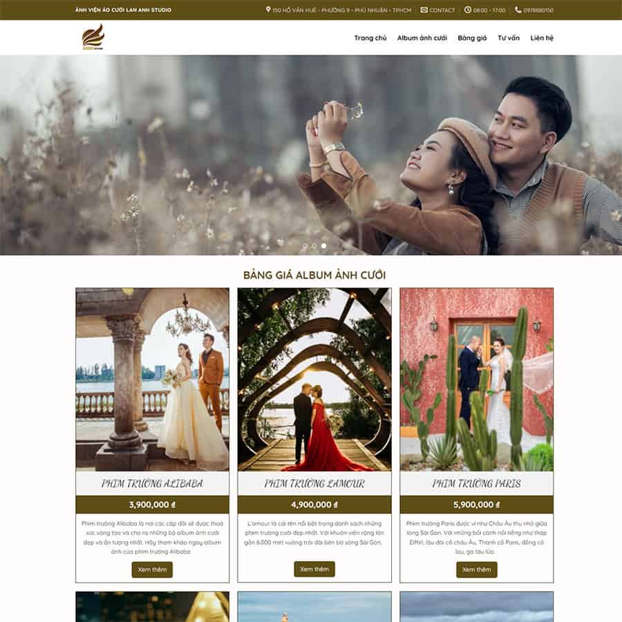 Mẫu Website Studio Chụp Ảnh Cưới 04 - Nhiếp Ảnh - Cài Đặt Sẵn